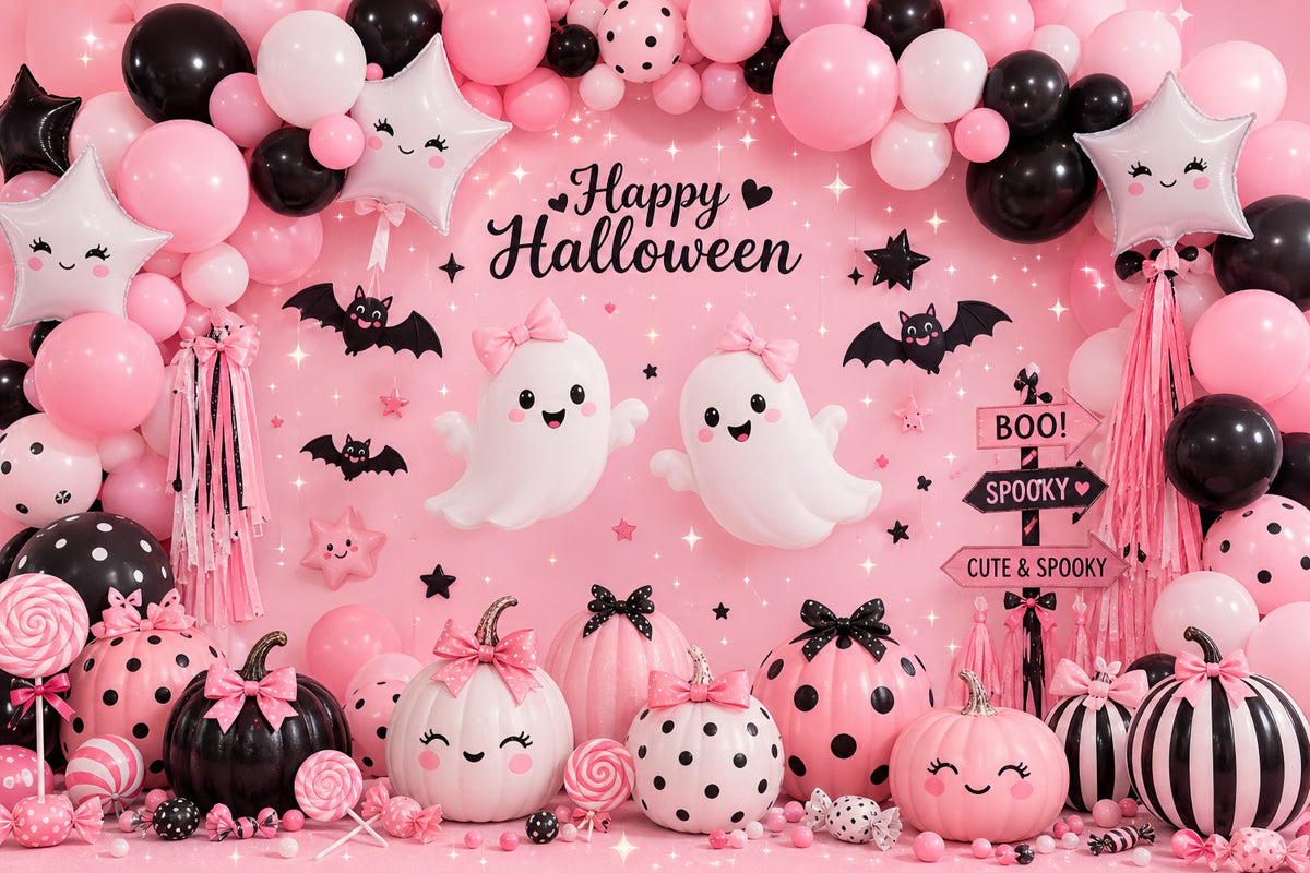 Décor De Ballons D'Halloween Fantôme Rose Et Citrouille Thème Halloween LXX67-86
