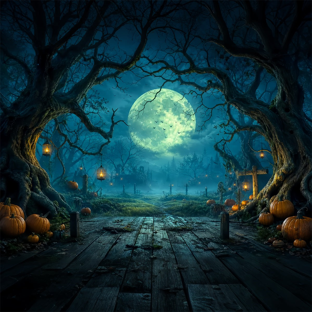 Idées De Décors D'Halloween À Faire Soi-MêmeForêt Au Clair De LuneChemin De Citrouilles Décors LXX67-87