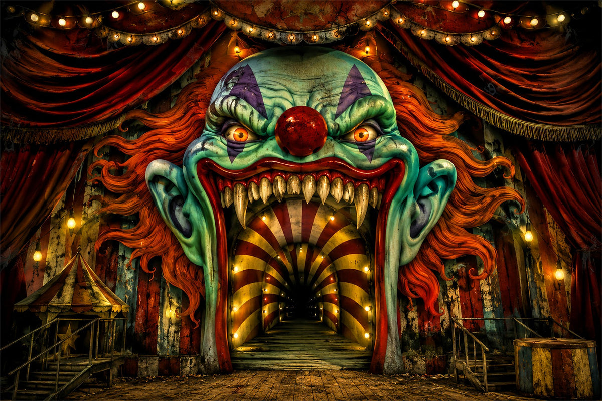 Décor De Scène D'Halloween Clown EffrayantEntrée De CarnavalDécors De Photographie D'Halloween LXX67-91