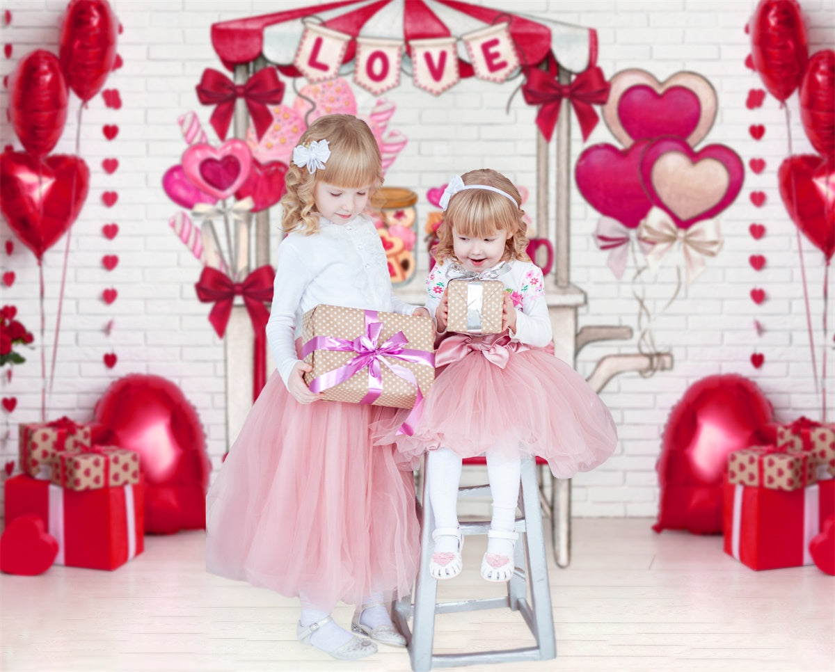 St Valentin Bonbons Stand Amour Toile de fond M1-01