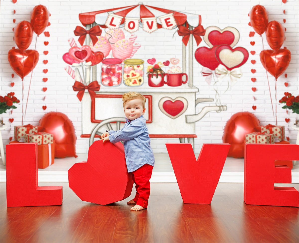 St Valentin Bonbons Stand Amour Toile de fond M1-01