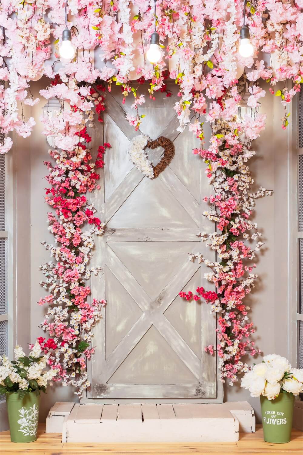 Fleur Rose Amour Porte en bois Toile de fond M1-11