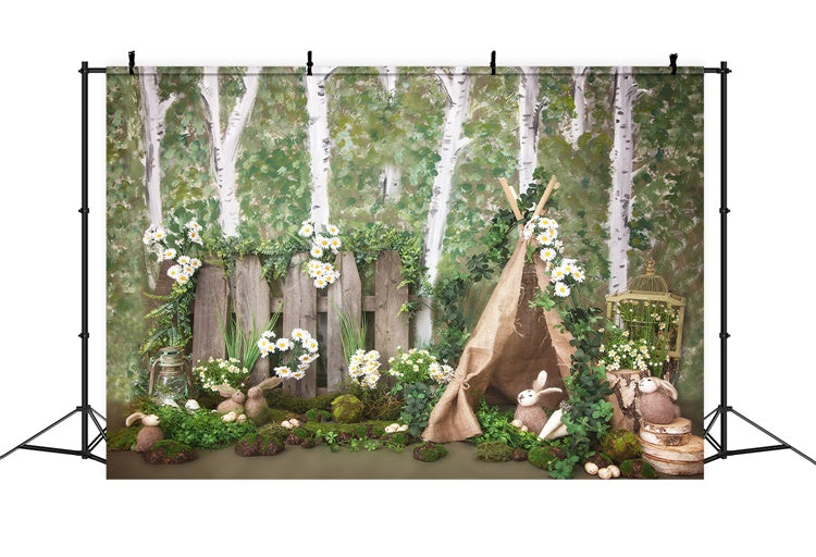 Forêt de Pâques Tente de Camping Daisy Toile de fond M1-31