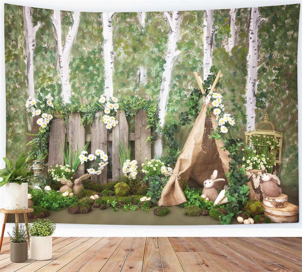 Forêt de Pâques Tente de Camping Daisy Toile de fond M1-31