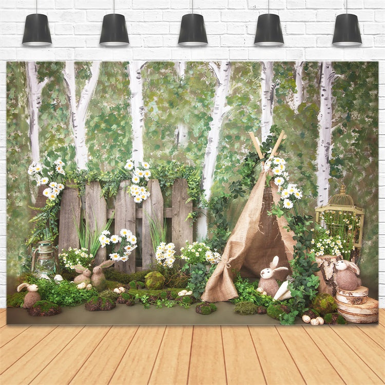 Forêt de Pâques Tente de Camping Daisy Toile de fond M1-31