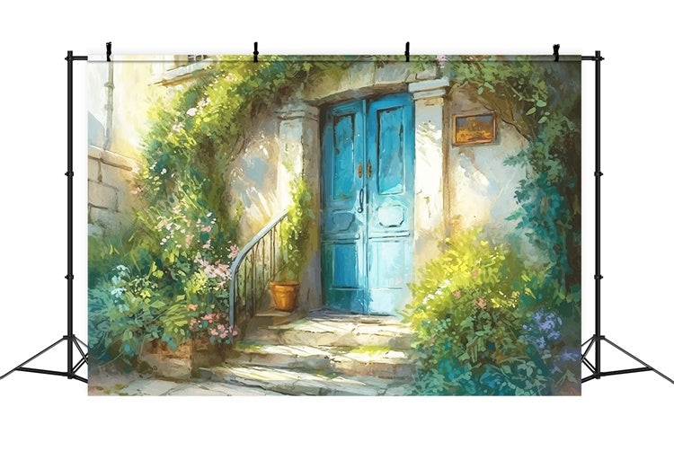 Printemps Peinture à l'huile Fleur européenne Portail Toile de fond M1-41
