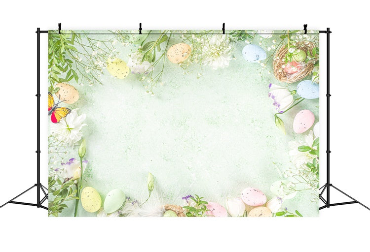Œufs de Pâques Verdure Papillon Frais Simple Toile de fond M1-44