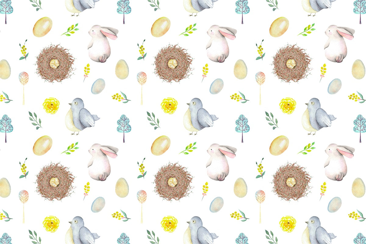 Lapin de Pâques Colombe Maison d'oiseau Fleur Œuf Toile de fond M1-47