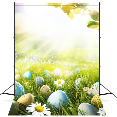Pâques Œuf Marguerite Feuilles Soleil Pelouse Toile de fond M1-53