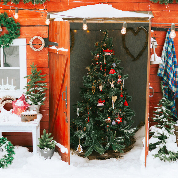 Arbre de Noël Couronne de Porte Neige Toile de fond M10-01