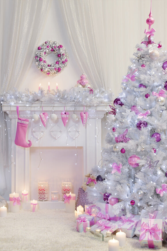 Arbre de Noël Cheminée Décoration intérieure Toile de fond M10-29