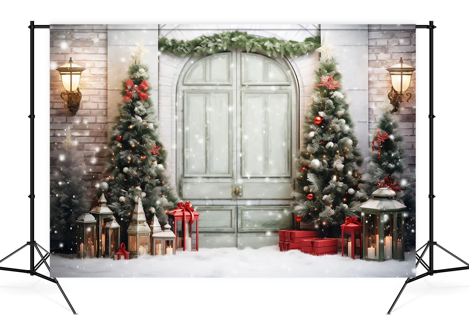 Arbres de Noël Porte Neige Toile de fond Murale M10-57