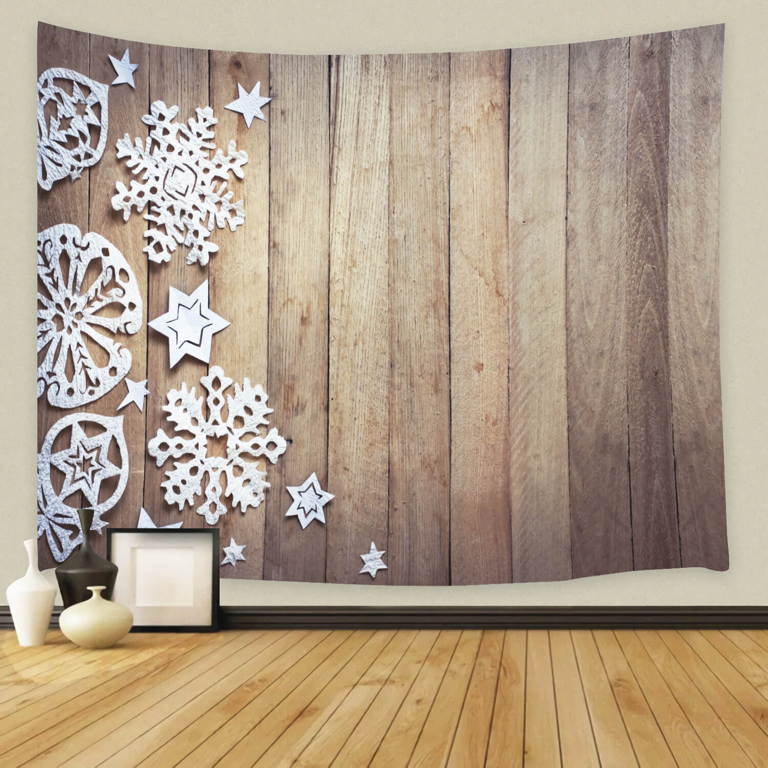 Flocons de neige Rustique Bois Toile de fond Photographie M11-55