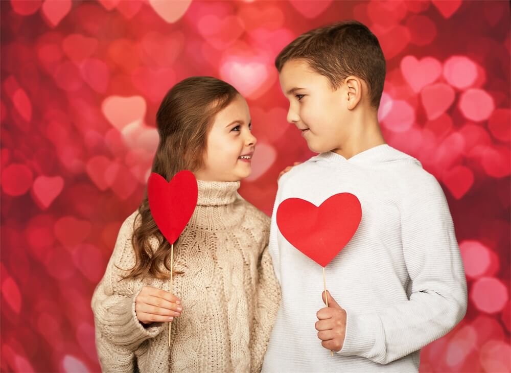 St Valentin avec Halo Rouge de Coeur Amour Romantique Toile de fond M12-09