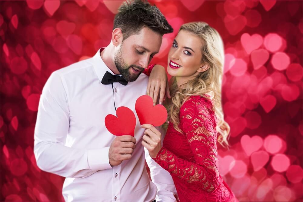 St Valentin avec Halo Rouge de Coeur Amour Romantique Toile de fond M12-09