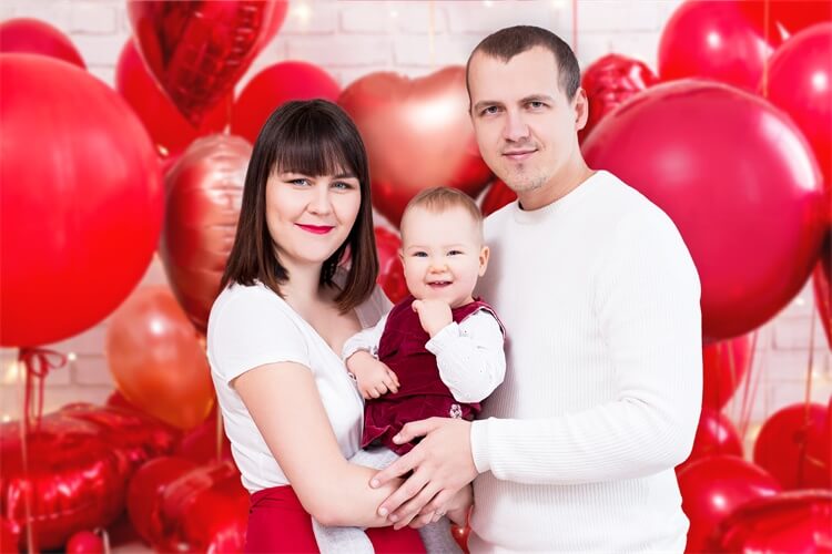 Saint Valentin Ballon Coeur Rouge Bande Lumineuse Mur Blanc Toile de fond M12-12