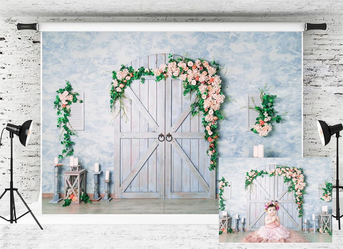St Valentin Romantique Porte Bougie en Bois Bleu Rose Vine Backdrop M12-39