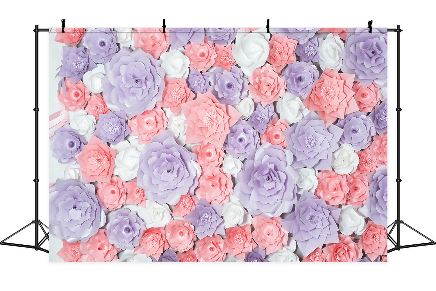 Toile de fond de fleurs romantiques en papier découpé rose mauve blanc M2-12