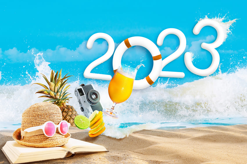 Toile de Fond de Voyage Fête D'été sur la Plage 2023 M5-126
