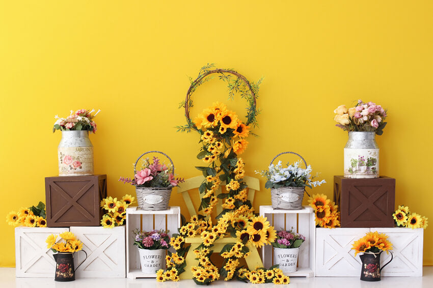 Toile de Fond de Jardin de Tournesol pour la Photographie de Bébé M5-140
