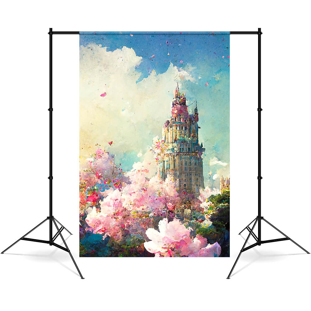 Fleurs Jardin Château Toile de Fond Fine Art M5-153