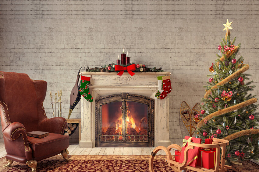 Toile de Fond de Cheminée de Salon Joyeux Noël M6-41