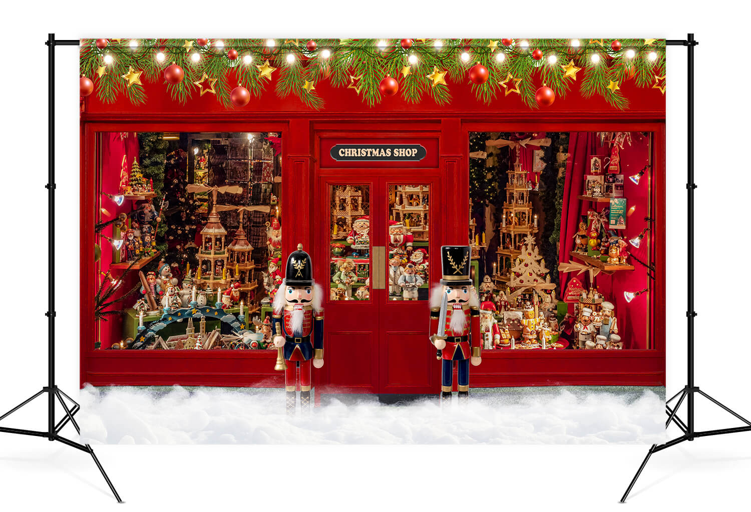 Toile de Fond de Casse-noisette de Neige de Vitrine de Noël M6-94