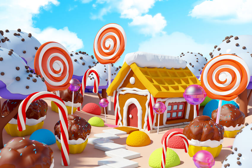 Candy Land Maison en Pain D'épice Toile de Fond de Noël M7-10