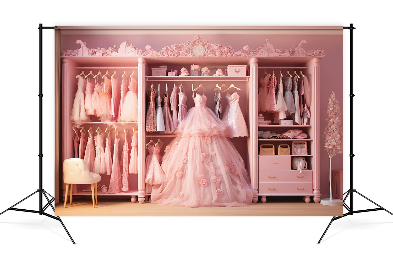Toile de Fond pour Poupée de Mode Fantaisie Rose M7-101