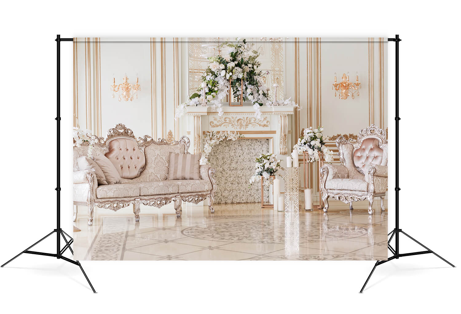Toile de Fond de Boudoir de Canapé de cheminée D'intérieur de Noël M7-13