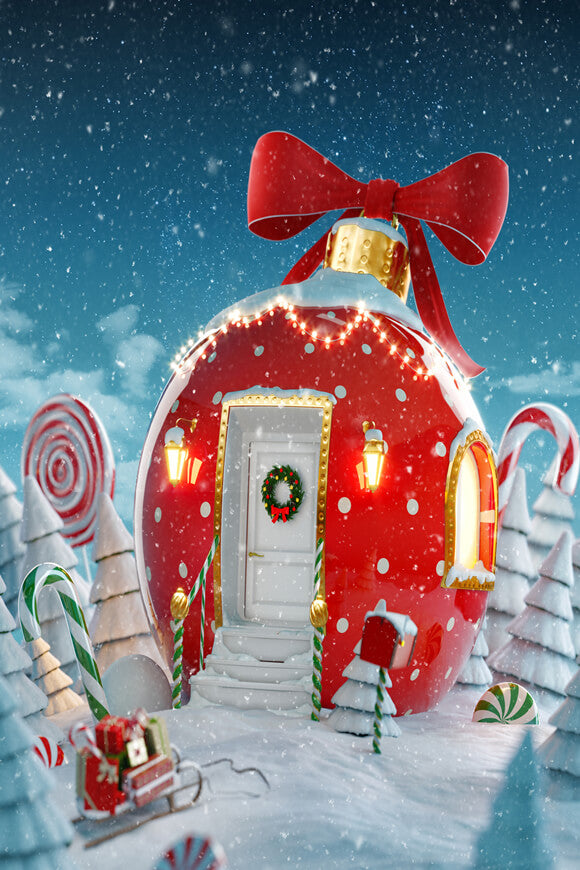 Toile de Fond de Photographie de Maison de Tasse de Bonbons de Noël M7-32