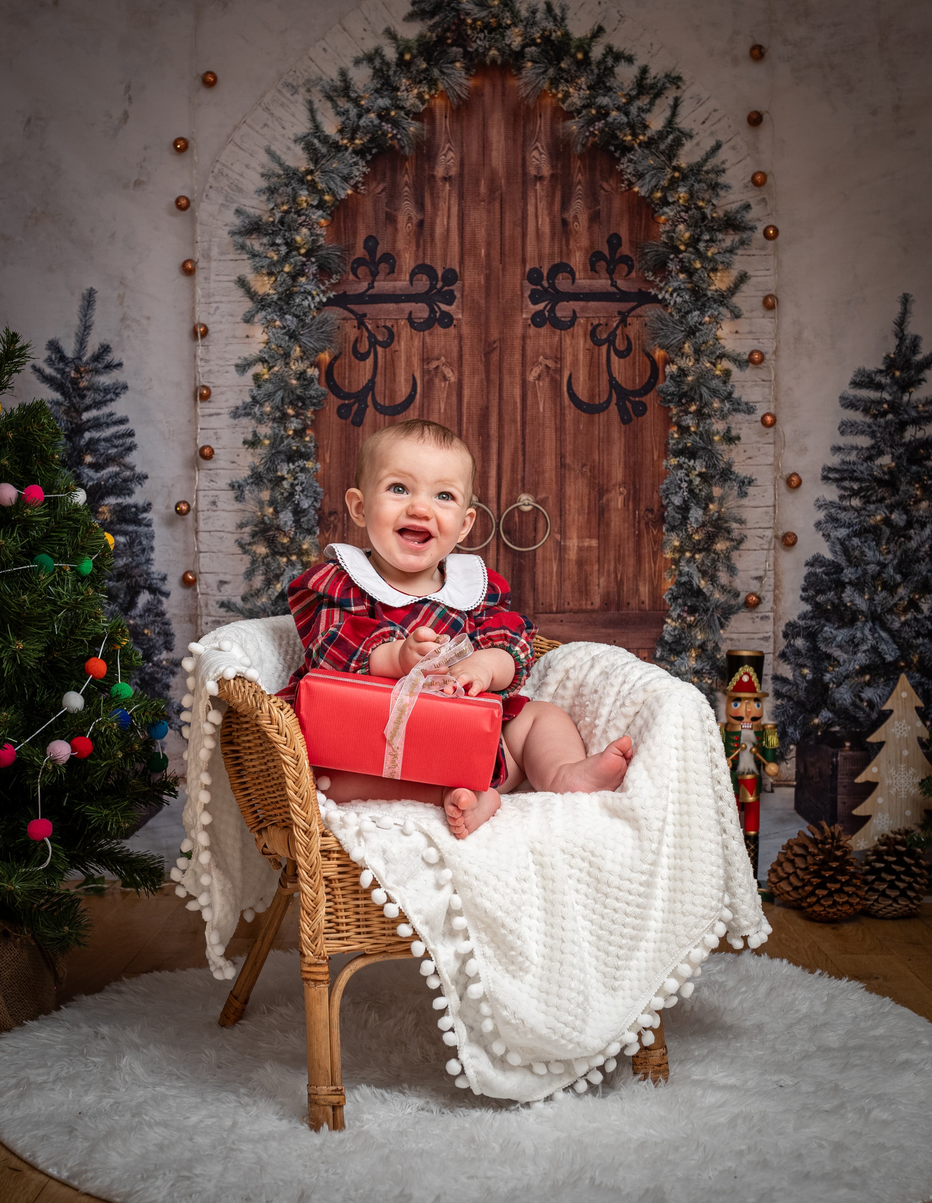 Toile de Fond de mur de Porte en Bois de Sapin de Noël M7-46