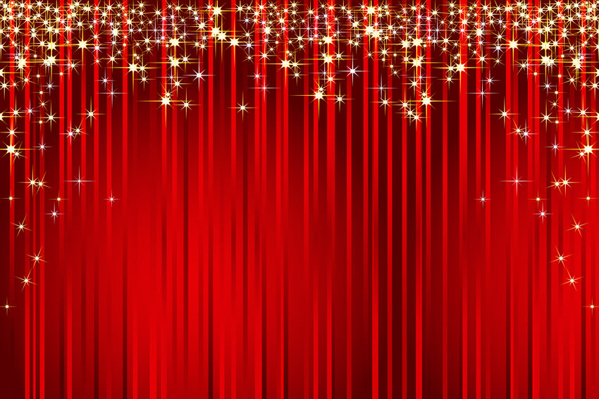 Briller Étoiles d'or Rayures Rouges Toile de Fond de Noël M7-47