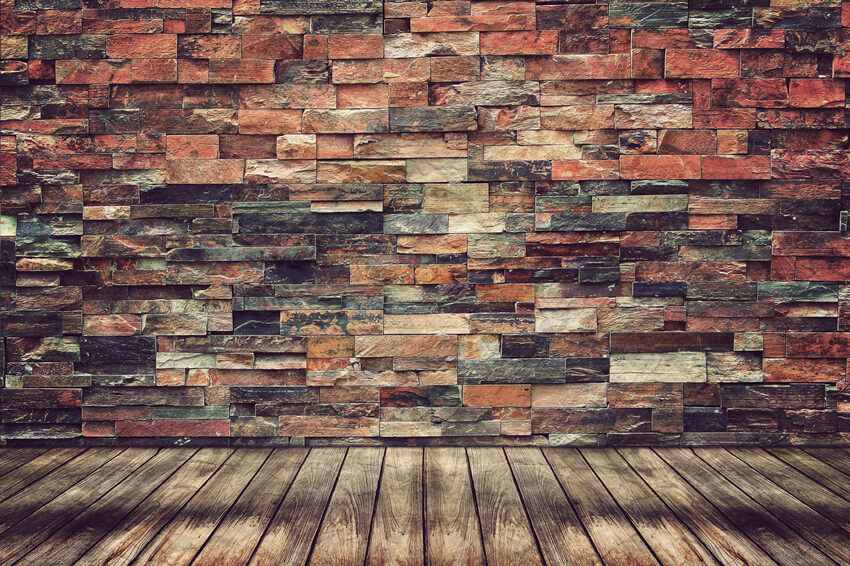 Toile de Fond de Photo de Plancher de Bois de mur de Briques Rétro M7-77