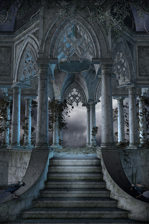 Toile de Fond Halloween Architecture Gothique Lugubre M8-04