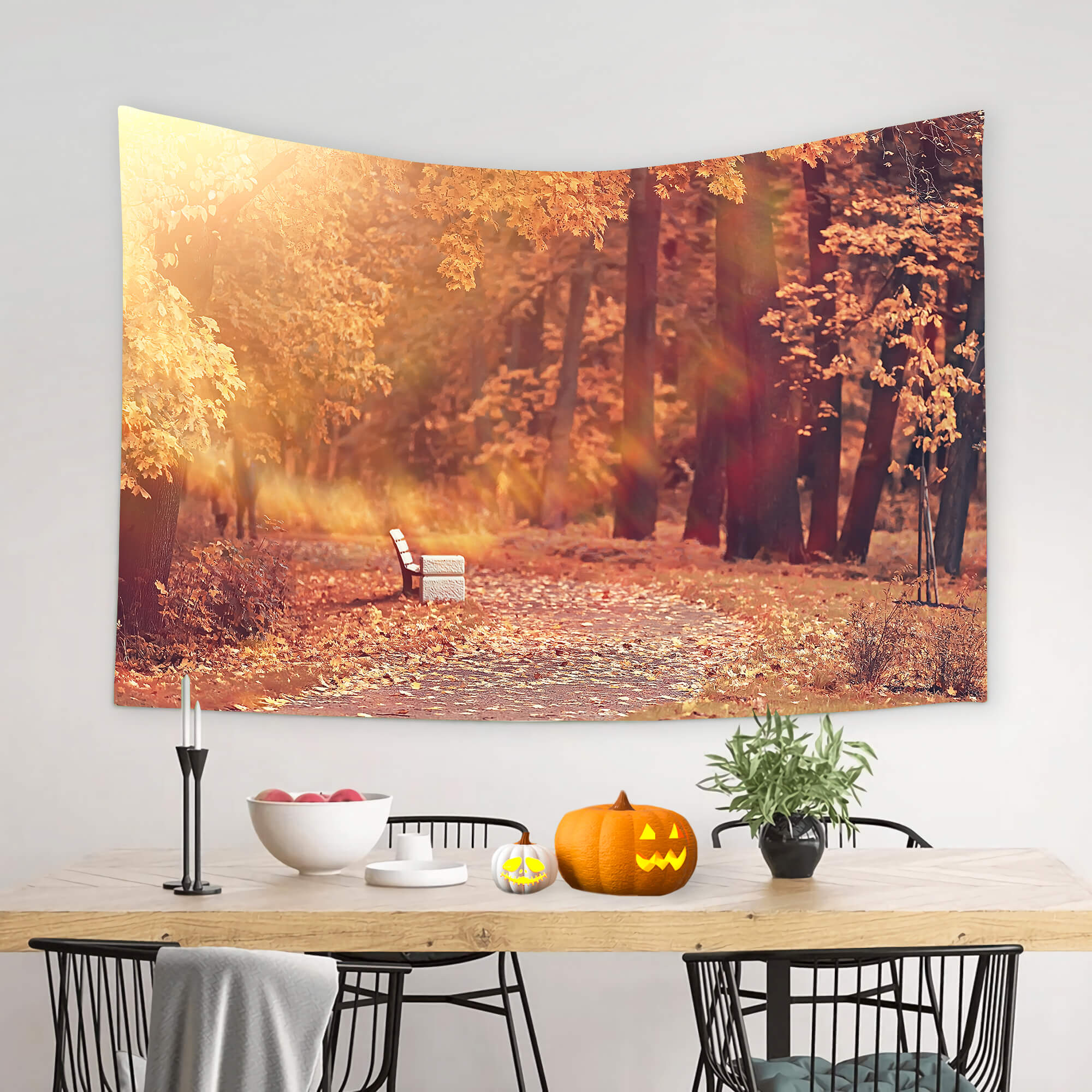 Toile de Fond en Feuilles d'Erable du Parc d'Automne M8-34
