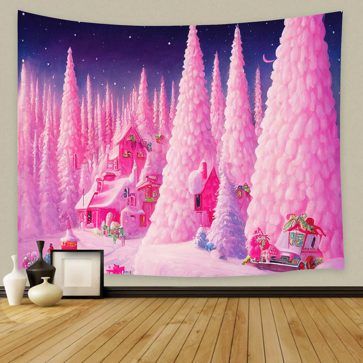 Toile de Fond pour Maison en Pain d'Epice Rose de Rêve M8-41