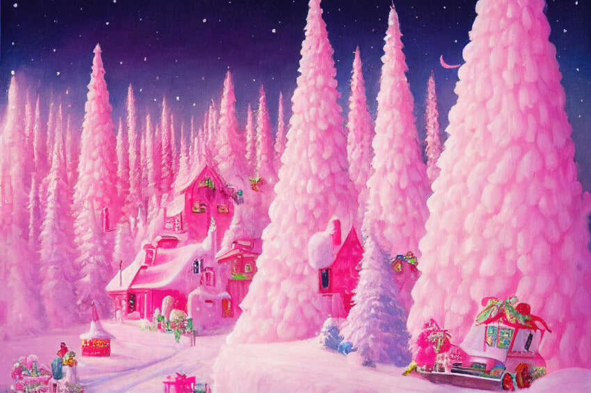 Toile de Fond pour Maison en Pain d'Epice Rose de Rêve M8-41
