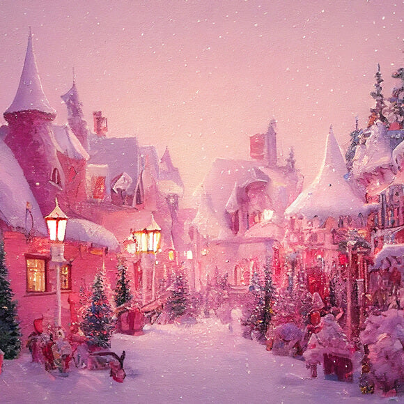 Toile de Fond pour la Ville de Noël Rose M8-42