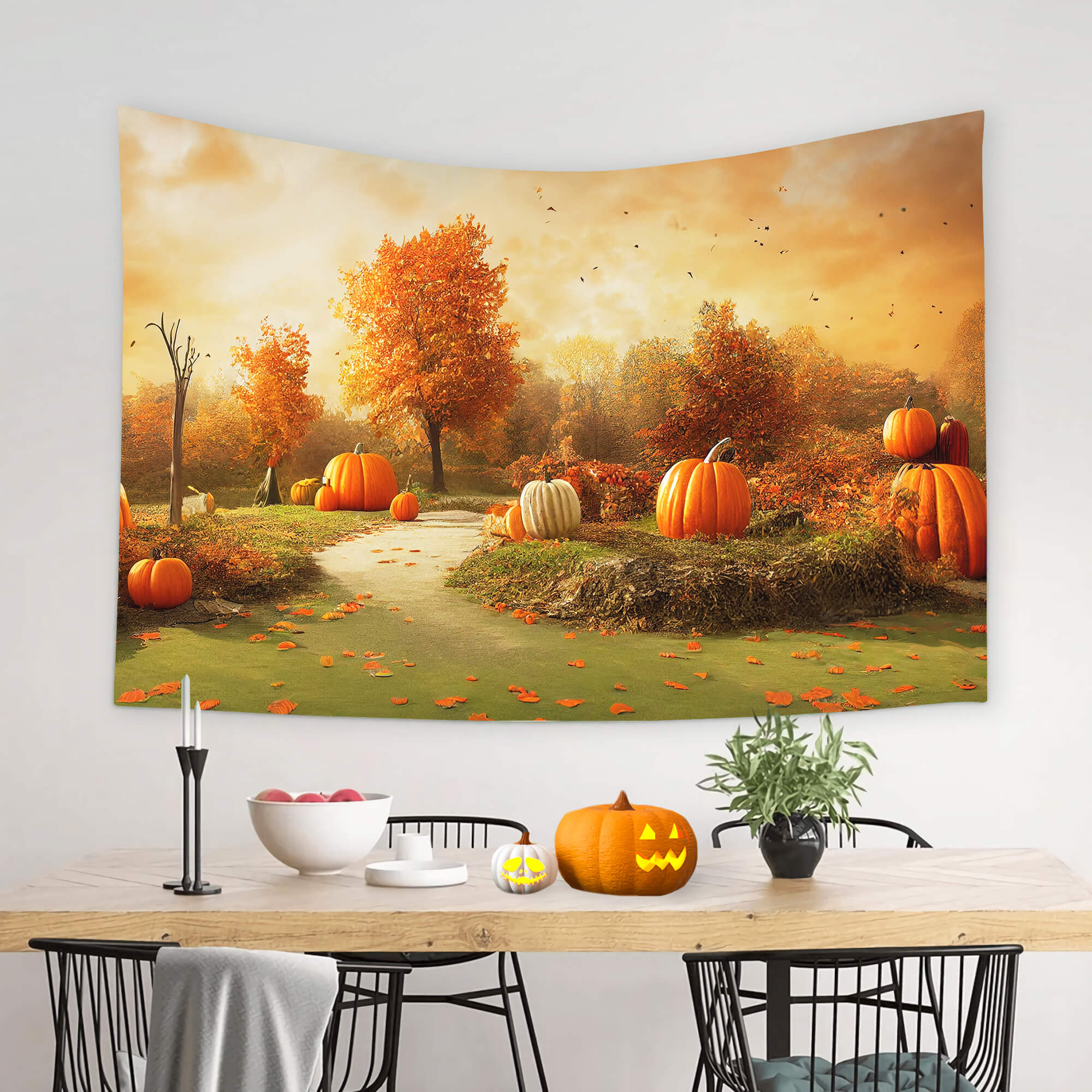 Toile de Fond Automne Citrouilles pour Photo M8-46