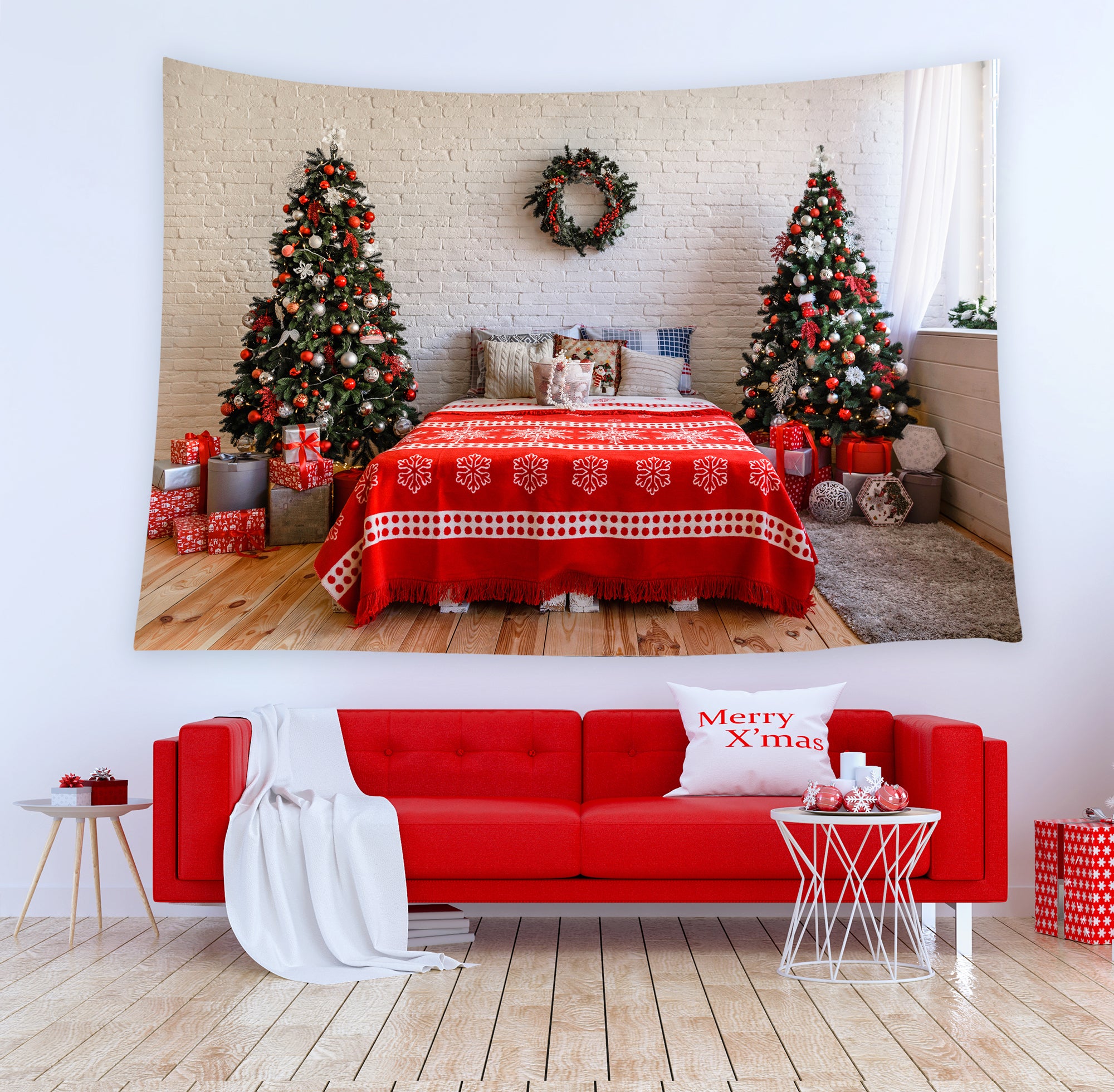 Tapisserie de chambre de Noël Festival Maison T-M8-63