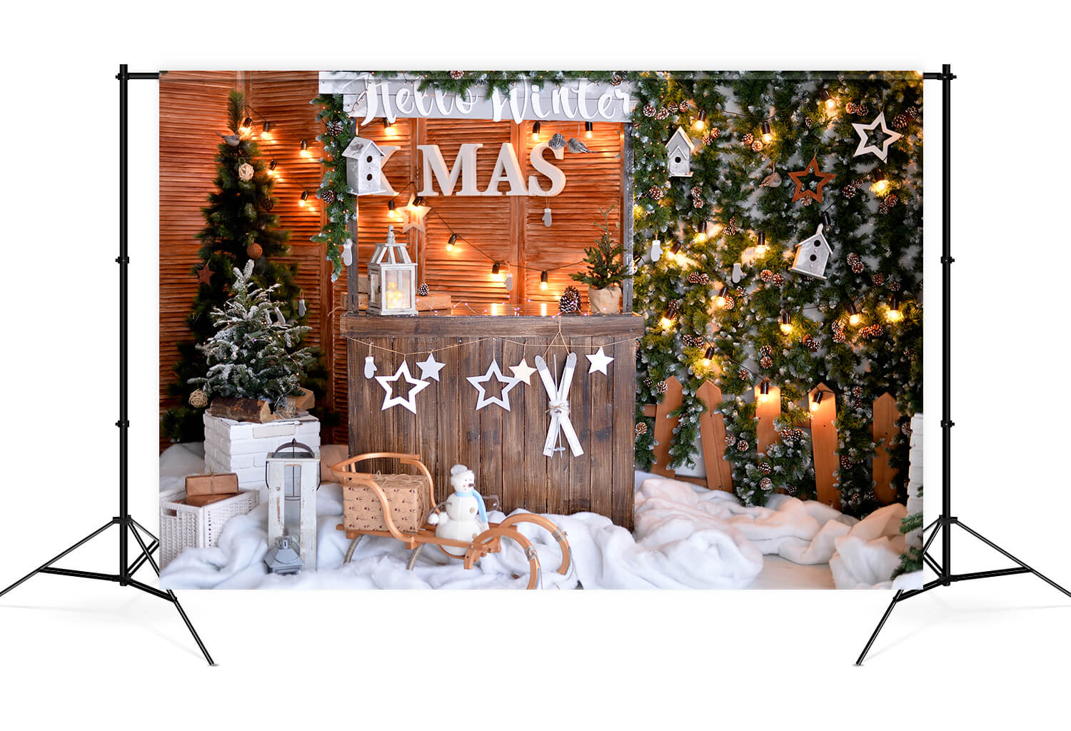 Toile de Rond Magasin de Noël Neige Hivernale pour la photographie M9-06