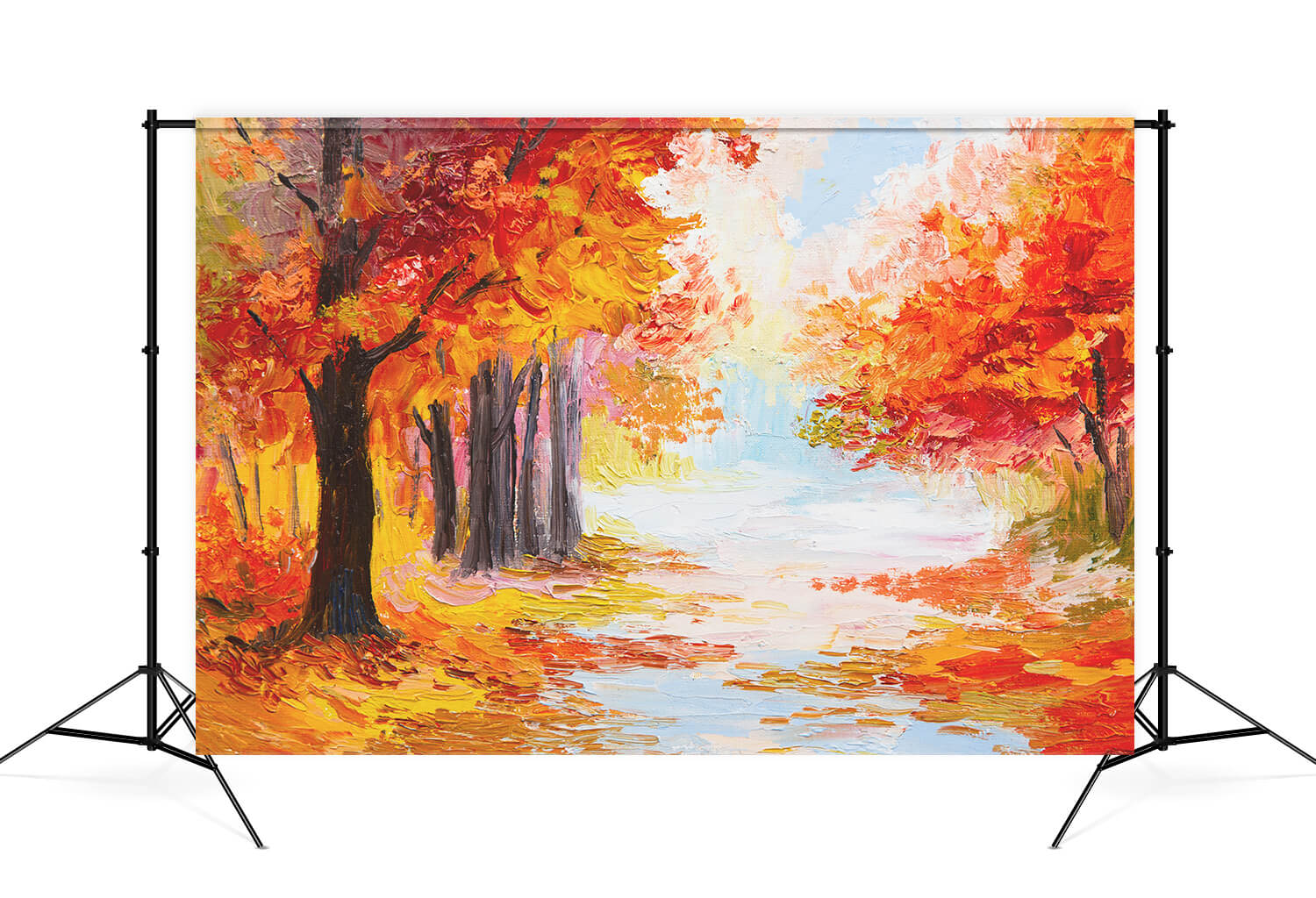 Toile de Fond Peinture à l'Huile Feuilles d'Erable Forêt Automne M9-32
