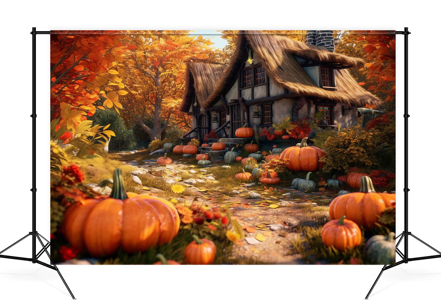 Toile de Fond Moisson d'Automne Citrouilles Thanksgiving M9-91