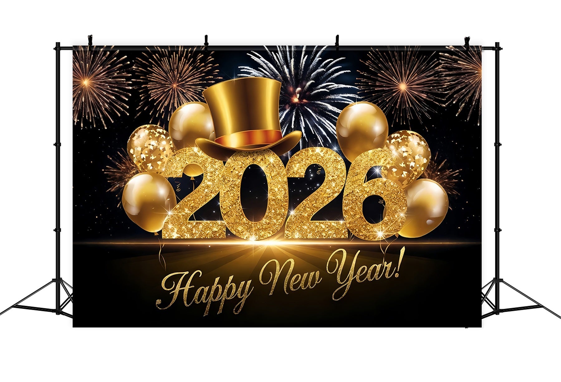 Joyeux Nouvel An Toile de fond photo Ballons scintillants Acclamations festives Toile de fond du Nouvel An MRR10-12