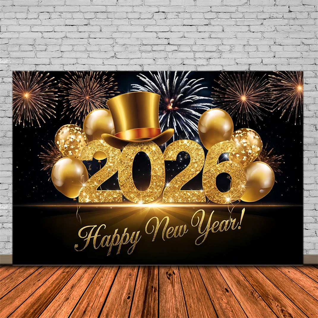 Joyeux Nouvel An Toile de fond photo Ballons scintillants Acclamations festives Toile de fond du Nouvel An MRR10-12