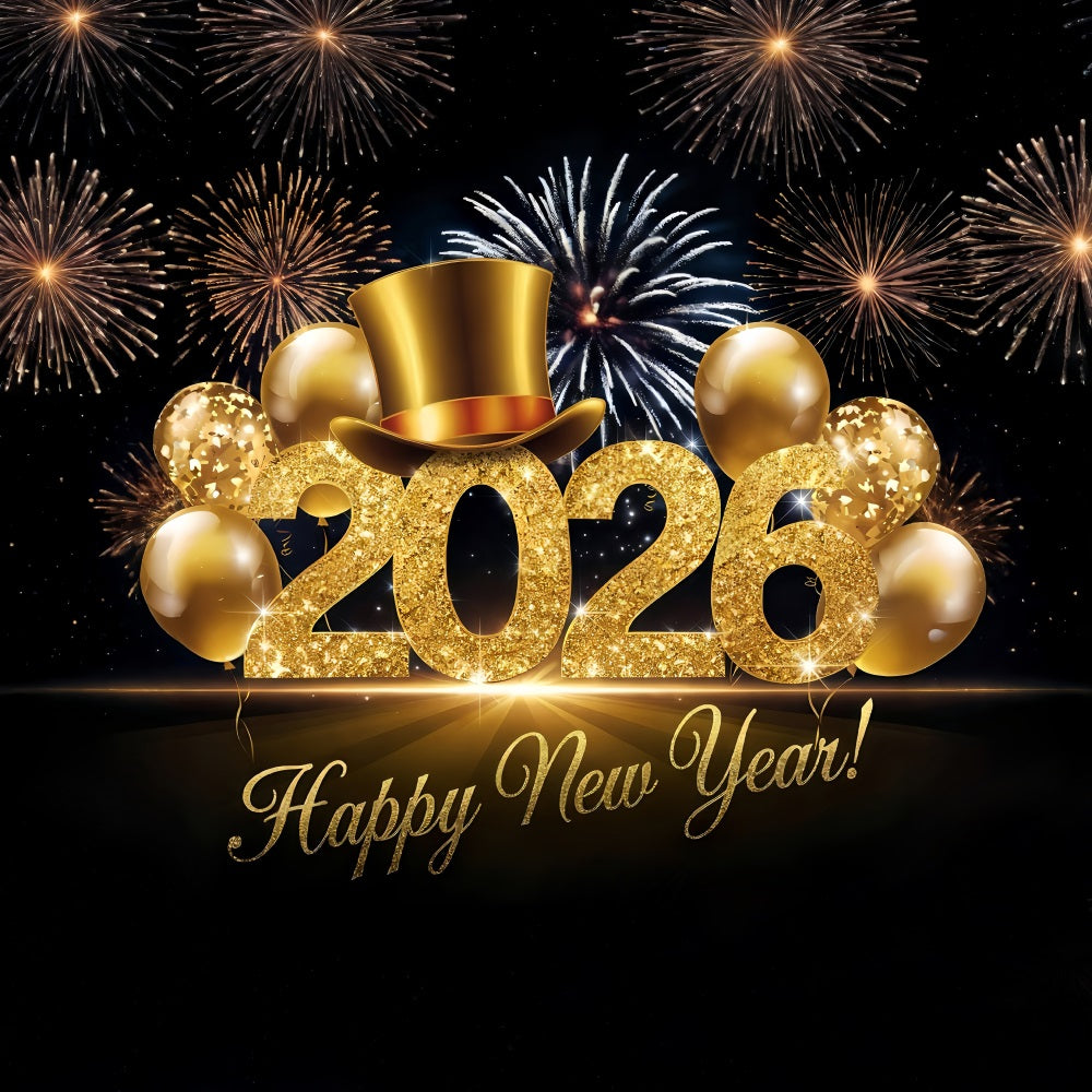 Joyeux Nouvel An Toile de fond photo Ballons scintillants Acclamations festives Toile de fond du Nouvel An MRR10-12