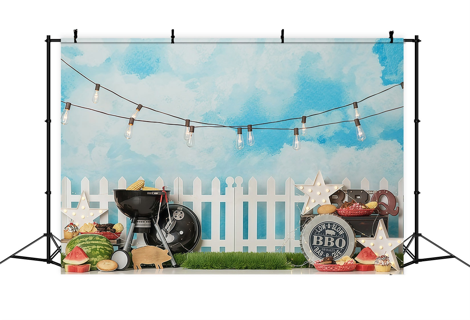 Fond pour nouveau-né Barbecue Fête Guirlandes lumineuses Fonds pour enfants MRR10-22