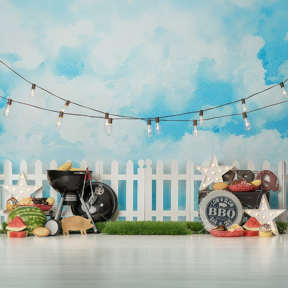 Fond pour nouveau-né Barbecue Fête Guirlandes lumineuses Fonds pour enfants MRR10-22