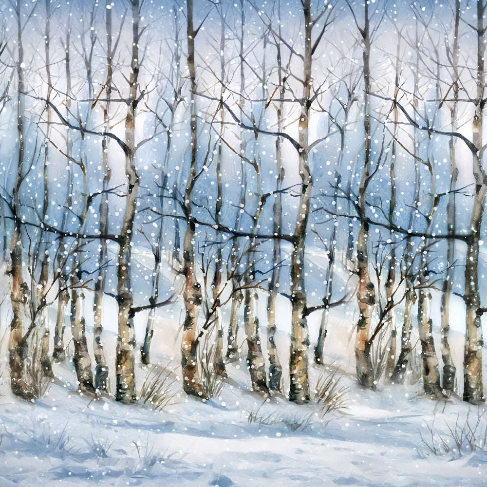 Toile de fond forêt hivernale Toile de fond forêt enchantée arbres enneigés MRR10-35